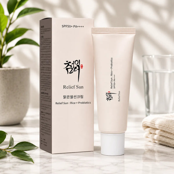 Organic Korean sunscreen SPF50+, PA++++ Riceand Probiotics | Korean Skin Care Solution for All Skin TypesNourishing Skin Protection and UV Def（1PCS)